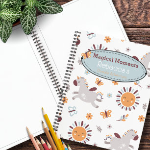 Whimsical Eenhoorn & Zon Kinder Naam Schetsboek Notitieboek