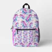 Whimsical Eenhoorns Schattige Gepersonaliseerd Bedrukte Rugzak (Voorkant)