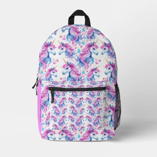 Whimsical Eenhoorns Schattige Gepersonaliseerd Bedrukte Rugzak (Voorkant)