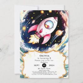 Whimsical eenvoudige raket verjaardag kaart