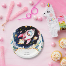 Whimsical eenvoudige raket verjaardag papieren bordje