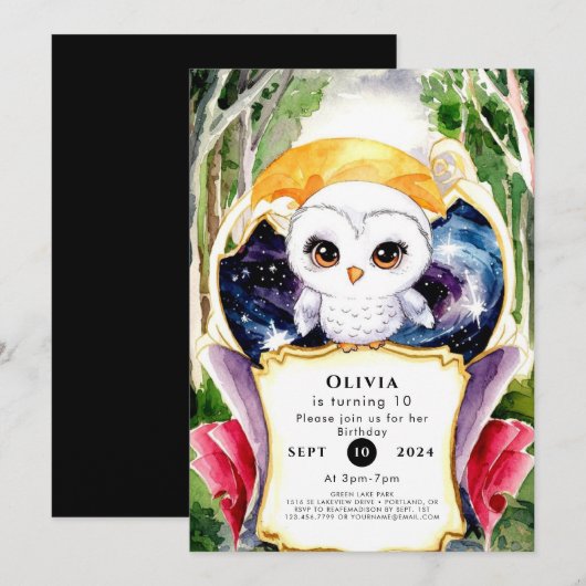 Whimsical Eenvoudige Uil verjaardag Kaart (Voorkant / Achterkant)
