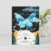 Whimsical eenvoudige vlinder verjaardag kaart (Staand voorkant)