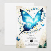 Whimsical eenvoudige vlinder verjaardag kaart (Voorkant / Achterkant)