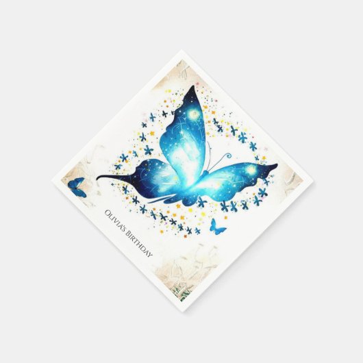 Whimsical eenvoudige vlinder verjaardag servet (Hoek)