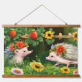 Whimsical Egels in een Engelse landtuin Hangend Wandkleed (Voorkant)