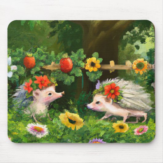 Whimsical Egels in een Engelse landtuin Muismat (Voorkant)