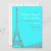 Whimsical Eiffel Tower Wedding Invitations Kaart (Voorkant)