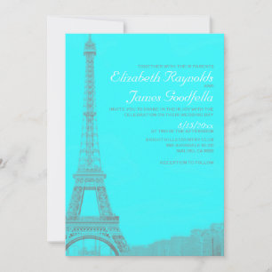 Whimsical Eiffel Tower Wedding Invitations Kaart