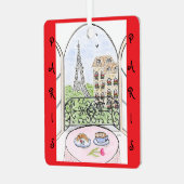 Whimsical Eiffeltoren Parijs PERSONALISEER FOTO Metalen Ornament (Voorkant links)
