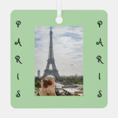 Whimsical Eiffeltoren Parijs PERSONALISEER FOTO Metalen Ornament (Achterkant)