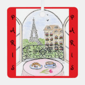 Whimsical Eiffeltoren Parijs PERSONALISEER FOTO Metalen Ornament (Voorkant)
