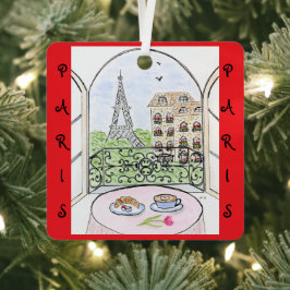 Whimsical Eiffeltoren Parijs PERSONALISEER FOTO Metalen Ornament