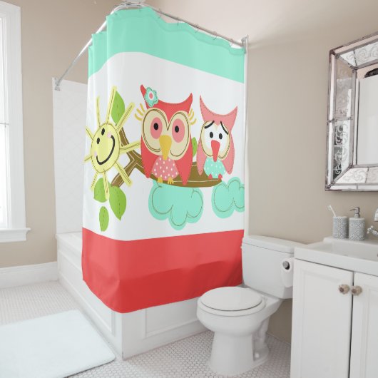 Whimsical Eigenaars op Branch met Sunshine Douchegordijn (In situ)