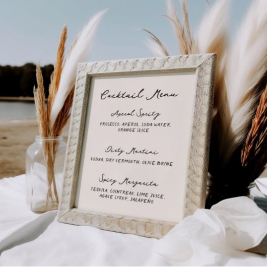 Whimsical eigenzinnig handgeschreven cocktail menu poster