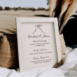 Whimsical eigenzinnig handgeschreven cocktail menu poster