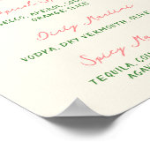 Whimsical eigenzinnig handgeschreven cocktail menu poster (Hoek)