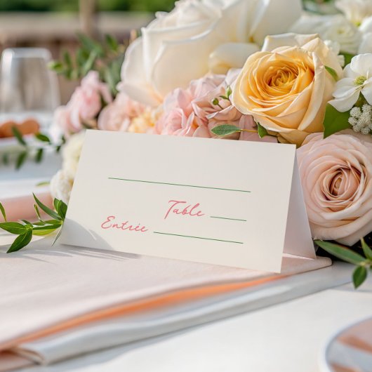 Whimsical eigenzinnig handgeschreven groen roze plaatskaartje