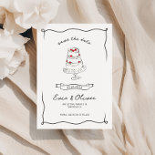 Whimsical eigenzinnige hand getekend kersencake br save the date