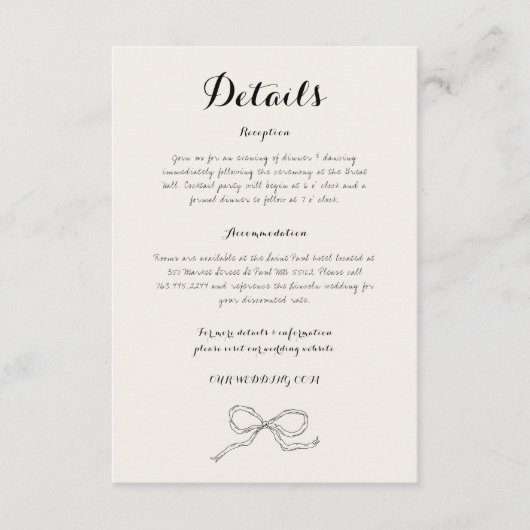 Whimsical eigenzinnige hand getekende boog bruilof informatiekaartje (Voorkant)