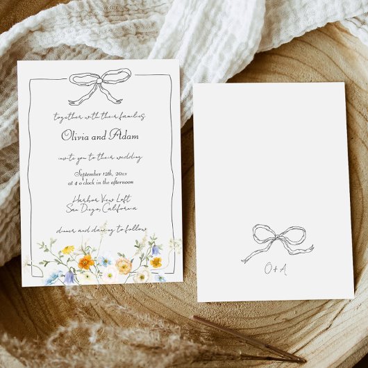 Whimsical eigenzinnige hand getekende boog Wildflo Kaart