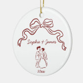 Whimsical Eigenzinnige Hand Getrokken Boog Huwelij Keramisch Ornament (Links)