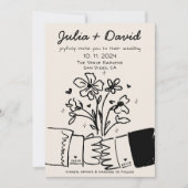 Whimsical eigenzinnige handgeschreven bloemenbruil kaart (Voorkant)