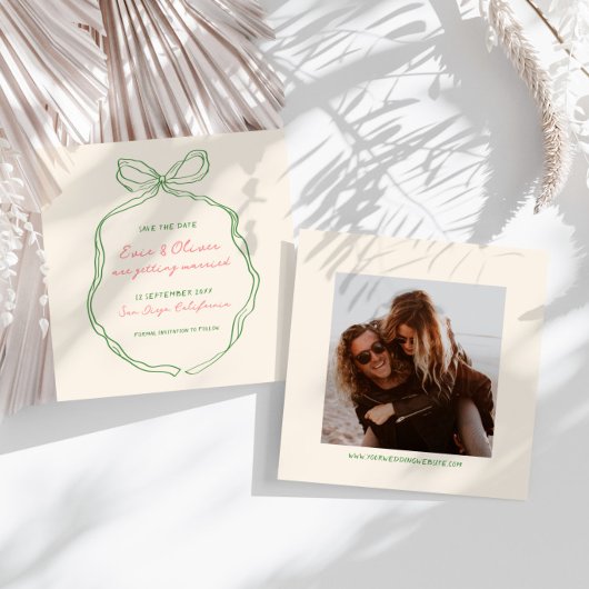 Whimsical eigenzinnige handgeschreven strik bruilo save the date