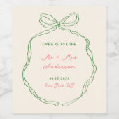 Whimsical eigenzinnige handgeschreven strik bruilo wijn etiket (Enkel label)