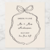 Whimsical eigenzinnige handgeschreven strik bruilo wijn etiket (Enkel label)