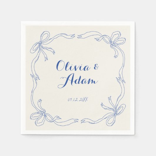 Whimsical eigenzinnige retro hand getekende blauwe servet (Voorkant)