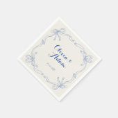 Whimsical eigenzinnige retro hand getekende blauwe servet (Hoek)