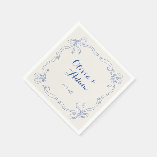 Whimsical eigenzinnige retro hand getekende blauwe servet (Hoek)