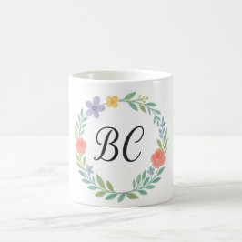 Whimsical Elegance Floral Monogram Koffiemok