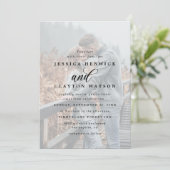 Whimsical Elegant 4 Foto Vellum Overlay Wedding Kaart (Staand voorkant)