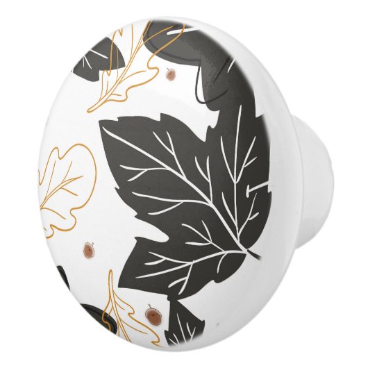Whimsical Elegant Autumn Fall Leaves Acorns Keramische Knop (Rechts)