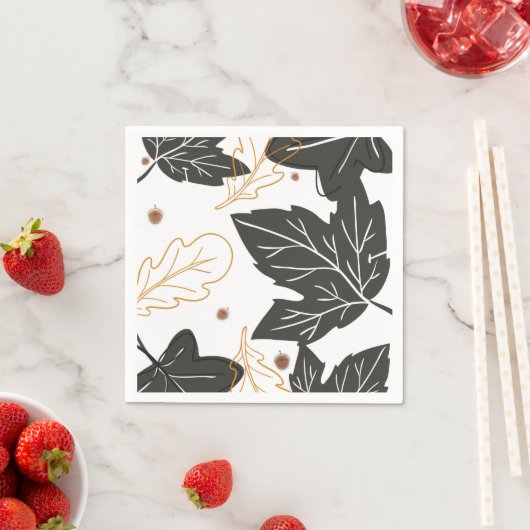 Whimsical Elegant Autumn Fall Leaves Acorns Servetten (Insitu)