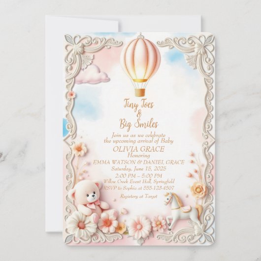 Whimsical & Elegant Baby shower Uitnodiging (Voorkant)