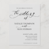 Whimsical Elegant Black and White Script Wedding Uitnodiging Briefkaart (Voorkant)