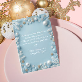Whimsical Elegant Blauw & Wit Kerstgroet Feestdagenkaart