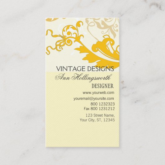  Whimsical Elegant Bleek Gold Floral Visitekaartje (Voorkant)