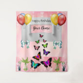 Whimsical Elegant Butterflies Shimmery Background Wandkleed (Voorkant)