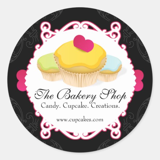 Whimsical & Elegant Cupcake Bakkerij Zakelijke lab Ronde Sticker (Voorkant)