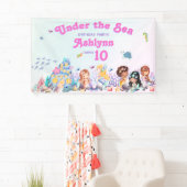 Whimsical & Elegant cute Kawaii Mermaid Birthday  Spandoek (Insitu)