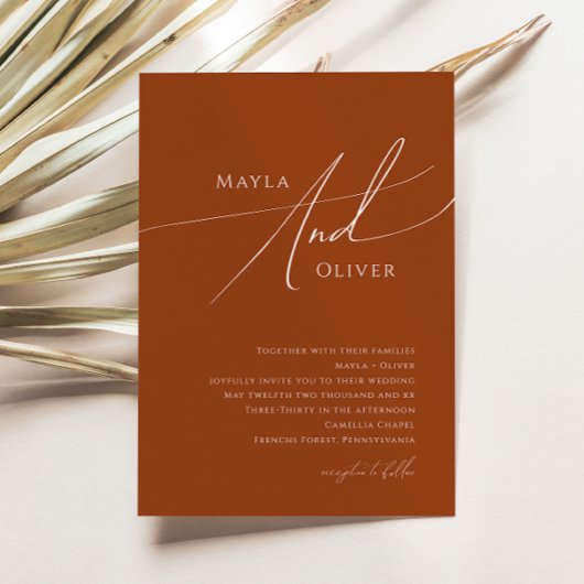 Whimsical Elegant Desert | Terracotta Wedding Kaart