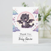 Whimsical Elegant Dragon Baby shower Bedankkaart (Staand voorkant)