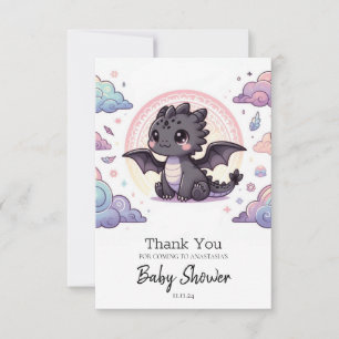 Whimsical Elegant Dragon Baby shower Bedankkaart