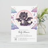 Whimsical Elegant Dragon Baby shower Kaart (Staand voorkant)