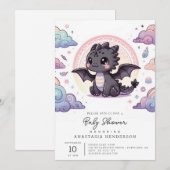 Whimsical Elegant Dragon Baby shower Kaart (Voorkant / Achterkant)