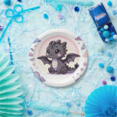 Whimsical Elegant Dragon Baby shower Papieren Bordje (Feest)